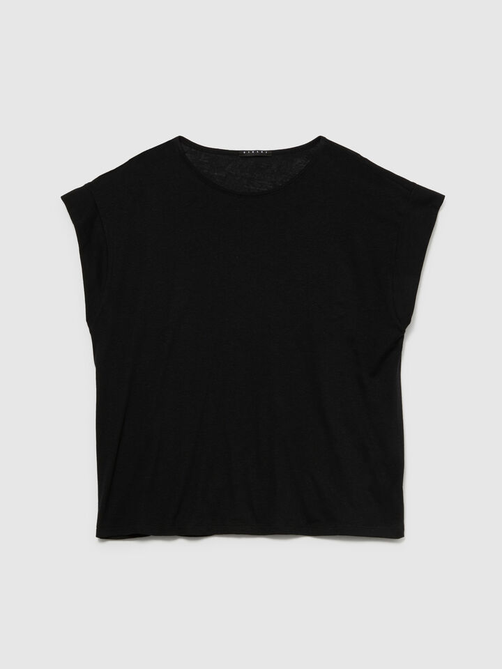Slub t-shirt - women's short sleeve t-shirts - Black | Sisley image number 6